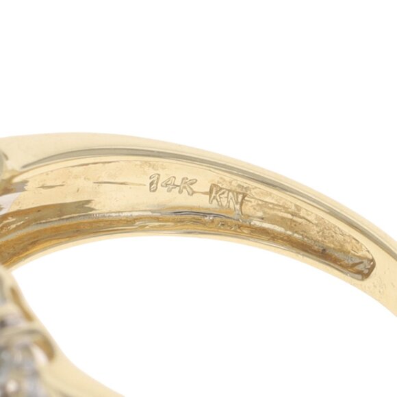 Yellow Gold Diamond Cluster Cocktail Band - 14k Single Cut .30ctw Ring - Picture 6 of 7